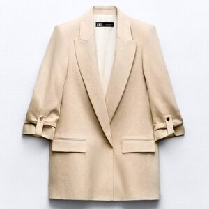 Zara Linen blend Open front Blazer